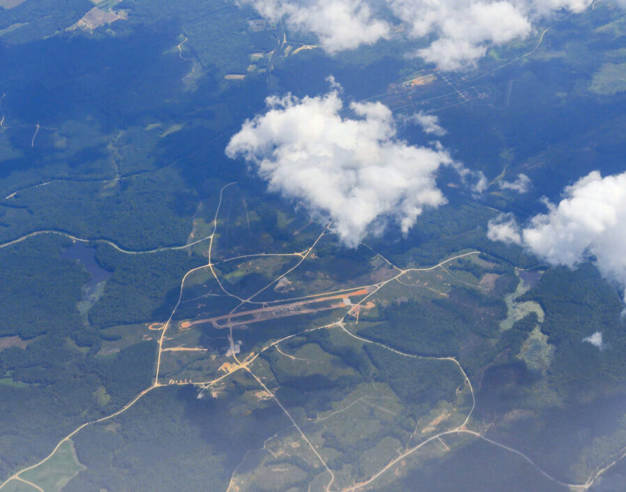 Aerial shot with the highways in view around Georgia, USA.